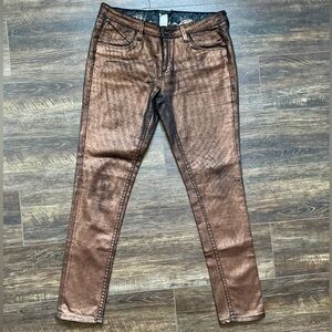 PARIS HILTON Bronze Metallic Jeans Pants 30 Y2K